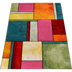 Teppich PACO HOME "Brilliance 661", bunt (mehrfarbig), B:240cm H:18mm L:340cm, Polypropylen (PP), Teppiche, Kurzflor, modernes 3D-Patchwork Design