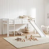 Homestyle4u Hochbett 90 x 200 cm Kiefer massiv lackiert weiß