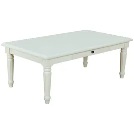 VCM ebuy24 Couchtisch Weiß, Antik Patiniert mit 2 Schubladen.