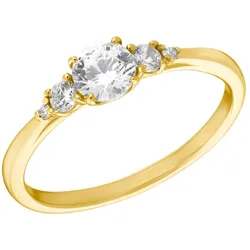 Fingerring AMOR "2035669/-70/-71/-72/-73" Gr. 60, gold (gelbgoldfarben, kristallweiß, kristallweiß), Fingerringe, Damen, 60, Silber 925 (Sterlingsilber), 1,5mm, mit Zirkonia (synth.)