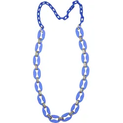 Lange Kette "Blue Breeze", Damen, Gr. one size, PTFE-Kunststoff, blau, COLLEZIONE ALESSANDRO, Basic, Halsketten, sommerliche Gliederkette