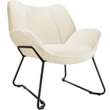 Tectake Sessel Kjeld Bouclé 73 x 72 x 81 cm Creme mit verstellbarer Rückenlehne