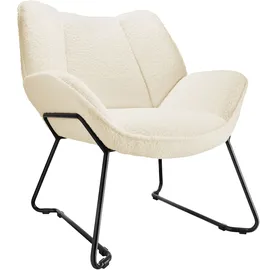 Tectake Sessel Kjeld Bouclé 73 x 72 x 81 cm Creme mit verstellbarer Rückenlehne