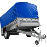 Einachsanhänger 230x125 UNITRAILER FORCE 230 KIPP mit H-800 Spriegel und blauer Plane