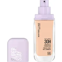 Maybelline New York 30H Lumi Matte Foundation, Langanhaltend ultra-frischer Look mit mattem Finish, Aufbaubare & lichtreflektierende Foundation, Farbe: 96 Sehr Hell-Hell, Neutral, Superstay