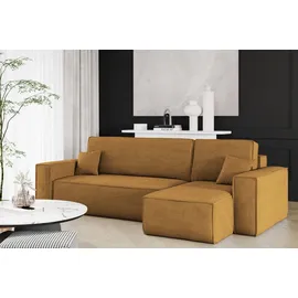 kaiser möbel Ecksofa mit schlaffunktion und bettkasten, Sofa L-form, Couch L-form BEST Dicker Cord Senffarbe Rechts - Gelb