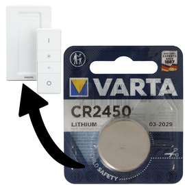 Varta Batterie passend für Philips HUE Dimmschalter 1x Varta CR2450 Lithium Batterie IEC CR 2450
