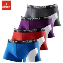 Authentic Underwear Boxer »Boxershorts für Herren«, (Packung, 4 St.), mit kontrastfarbenen Einsatz AUTHENTIC UNDERWEAR blau, rot, lila, grau