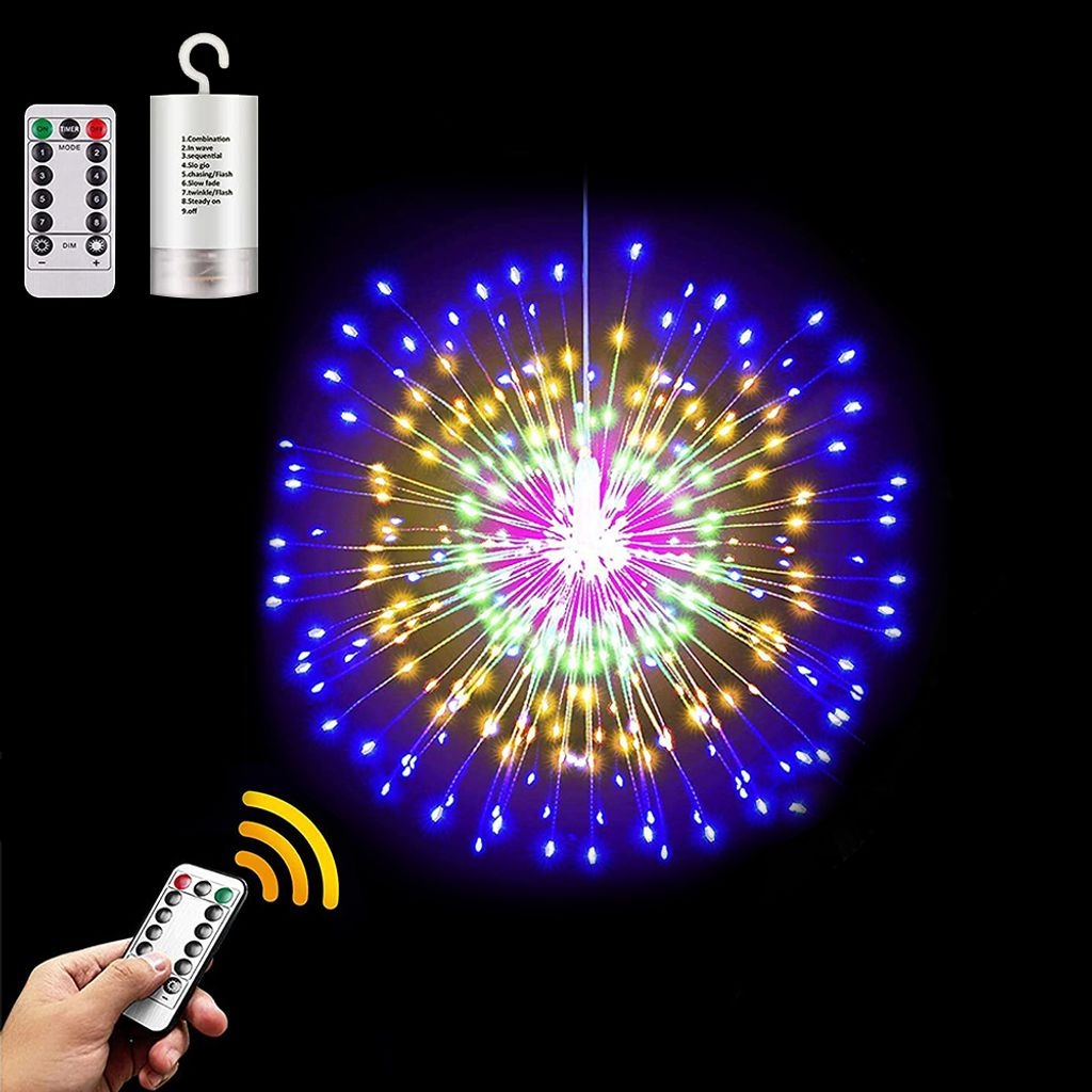 200 LED Starburst Feuerwerks Licht Bunt 8 Modi Lichterkette Batteriebetrieben Party Garten Weihnachten Deko