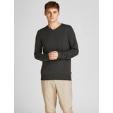 JACK & JONES Pullover Emil & Jones Herren V-Neck Basic Sweater | Shirt Jumper JJEEMIL Grau | S