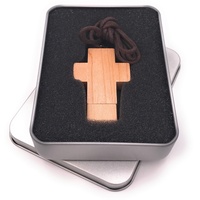 Onwomania Kreuz aus echtem Holz Christi USB Stick in Alu Geschenkbox 32 GB USB 2.0