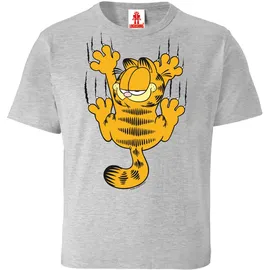 LOGOSHIRT T-Shirt "Garfield", Mädchen, Gr. 128, grau (grau, meliert), 100% Baumwolle, bedruckt, meliert, normal, Rundhals, Shirts T-Shirt, mit witzigem Print
