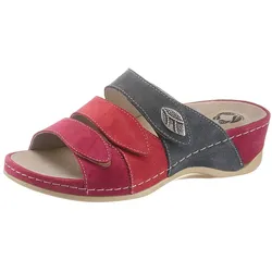 Pantolette MUBB, Damen, Gr. 42, rot (rot, grau), Veloursleder, klassisch, Schuhe