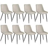 Tectake Esszimmerstuhl Monroe gepolstert creme 8er Set