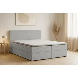dein schlaf 24 BOXBETT LON III 160/200 in Cord Hellgrau H4 - Hellgrau