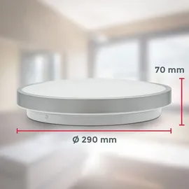B.K.Licht - 12W, 1200lm, LED Deckenleuchte, Lampe, Badlampe, Badezimmerlampe, Küchenlampe, Feuchtraumleuchte, 29x7 cm, Silberfarbig
