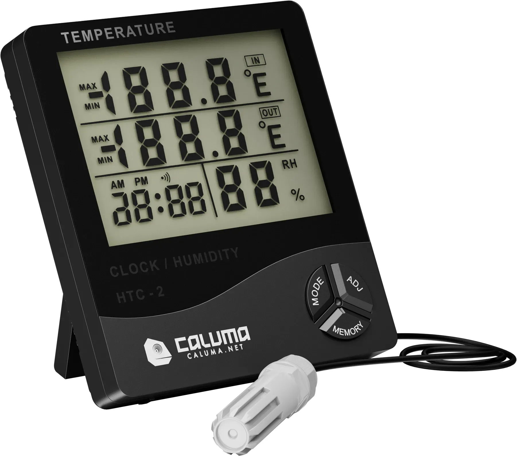 Caluma Thermo-Hygrometer mit Uhr und neuer Sonde