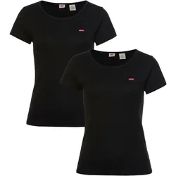 T-Shirt »Mini-Logo«, (2 tlg 2er-Pack), mit kleiner Markenlogo-Stickerei auf der Brust, Gr. M (36/38), schwarz, , 90007829-M