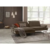 W.Schillig Ecksofa »enjoy&MORE, Designsofa, elegant und bequem, L-Form«, Sitztiefenverstellung, Füße schwarz pulverbeschichtet, Breite 294 cm braun