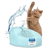Lucky Kitty Trinkbrunnen für Katze blau I Katzenbrunnen Keramik Handarbeit, hygienisch I Kein Aufladen, kein Filter-Tausch I Trinkbrunnen leise & energiesparend I Wasserspender Katzen plastikfrei