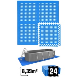 eyepower Bodenmatte 8,4 m2 Poolunterlage 24 EVA Matten 62x62 Matte Set, Stecksystem rutschfest Blau blau