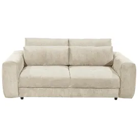 ed exciting design Big Sofa BARURA Cord cream – Kompakte Couch mit 2 Nierenkissen