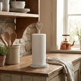 Ambiente Haus Küchenrollenständer Herz in Antikweiß", weiß, B:17cm H:39cm T:17cm, Eisen, Küchenrollenhalter, Halter für Küchenrollen