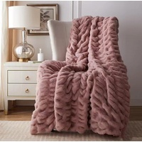 Fouriding Kunstpelz Fleece Decke,Winter weiche warme Blase Kunstpelz Fleece Decke für Bett Sofa Casual Decke Bettdecke Decke (Bohnenpaste, 100×150CM)