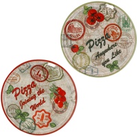 2er Set Pizzateller Charme Red + Charme grün - Rom rot + Moskau grün - 31cm - 04019#ZCHAR + 04019#ZCHAV