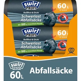 Swirl swirl® Schwerlastsäcke PROFI 1183 60,0 l schwarz, 12 St.