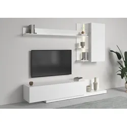 Wohnwand INOSIGN "BRISTOL", weiß (alpinweiß), Holzwerkstoff, Kastenmöbel-Sets, (4-teilig), inkl. Beleuchtung