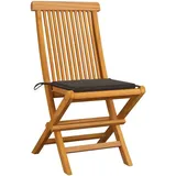 vidaXL Gartenstühle mit Taupe Kissen 4 Stk. Teak Massivholz