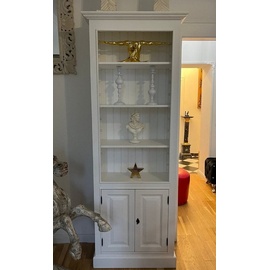 Casa Padrino Landhausstil Massivholz Schrank Weiß 70 x 35 x H. 210 cm - Bücherschrank - Regalschrank - Wohnzimmerschrank - Büroschrank - Landhausstil Möbel - Landhausstil Einrichtung