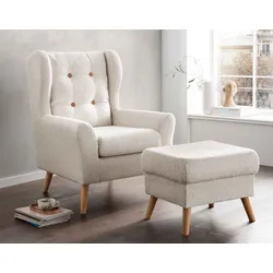 Lyon Ohrensessel mit Hocker