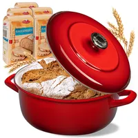 BIELMEIER Gusseisen Brottopf Keramik 28 cm rot CLEAN Diamantglasur 5x Brotbackm