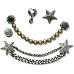 Schuhanstecker CROCS "JibbitzTM Punk Gunmetal", Kinder, silber (metallicfarben), Zinklegierung, Schuhzubehör, Charm, Anstecker für Crocs Schuhe