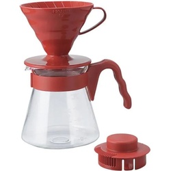 Hario V60 Karaffe, Kaffeebereiter, Rot, Transparent