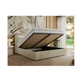 mks möbel Polsterbett mit Bettkasten - beige - Maße (cm): B: 168 H: 103