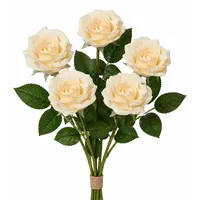 Decoris Künstliche Rose mit Stiel 8x55cm - Kunstblumen Seidenblumen Dekoblumen Blumendeko Stielblumen Blumen Deko Hochzeit Valentinstag Kunstrose Creme