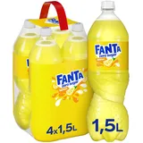 Fanta Lemon ohne Zucker - kalorienfreie Erfrischung mit fruchtigem Zitronengeschmack - spritzig-erfrischendes Softgetränk ohne Zucker in Einweg Flaschen (4 x 1500 ml)