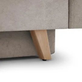 beautysofa Ecksofa VINCI mit Schlaffunktion und Bettkasten, Cappuccino Velo 624, Uniwersalle Ottomane - Creme