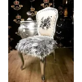 Harald Glööckler Luxus Barock Esszimmer Stuhl Kunstfell Silber/Weiß