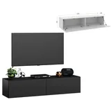 4housedesign® TV Board Lowboard Hängend | Fernsehschrank tv Sideboard Wohnzimmer | Lowboard Wohnzimmer fernsehregal tv Board Hängend tv Shrank tv 55 Zoll - TV Lowboard Schwarz Mat 120cm