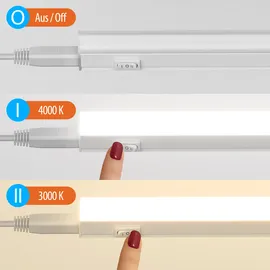 ledscom.de LED Unterbauleuchte RIGEL, Farbtemperatur einstellbar, Stecker, 87cm, 10,1 W, 1122lm, warmweiß/weiß