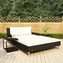 vidaXL 2-Personen-Sonnenliege 200 x 130 x 30 cm Schwarz