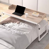 Über-Betttisch auf Rollen Höhenverstellbar/Breitenverstellbar, Overbed Table Mobiler Schreibtisch Pflegetisch Laptoptisch Bettbeistelltisch für Tägliche Entspannungsarbeit Unterhaltung(Color:Holz)