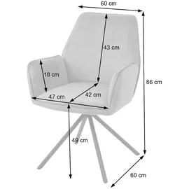Mendler 6er-Set Esszimmerstuhl HWC-G67, Küchenstuhl Armlehne, drehbar Auto-Position, Samt türkis-blau, Beine schwarz