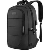 AMBOR Rucksack Herren, 17,3 Zoll Laptop Rucksack Schulrucksack mit USB-Ladeanschluss, Backpack Damen Anti-Diebstahl Rucksack Multifunktion Notebook Tasche Wasserdicht, Schwarz