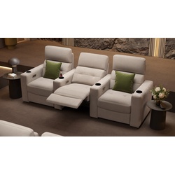 Stoff 3-Sitzer Sofa BARI mit Funktion Kinosofa - Beige