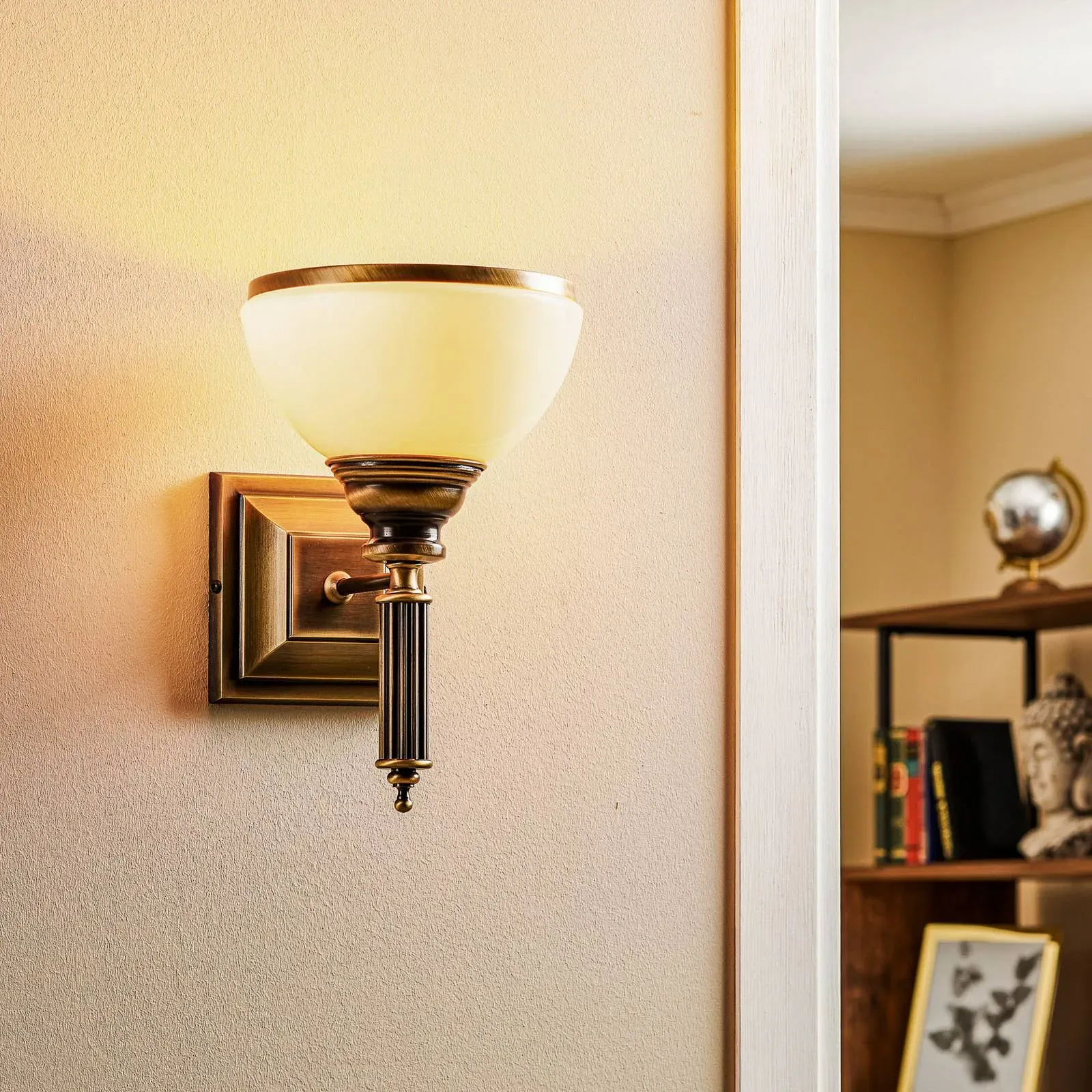 Wandlampe Petro Jupiter, dimmbar, bronze / altmessing, für Wohn- / Esszimmer, Metall, Antik, Wandleuchte, Wandlampe Innen - cm - 22 cm - cm